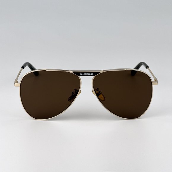 Balenciaga BB0244S 003 Sunglasses Gold Brown Pilot Unisex BB 0244S - Picture 7 of 14